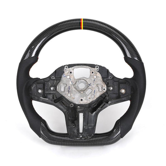Without Center Trim Half Perforated Leather Carbon Steering Wheel Core for BMW G01 G02 G05 G06 G11 G12 G20 G30 G31 G32 G80 G81 - YunLexus