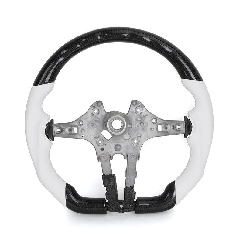 Without Center Trim White Leather Carbon Steering Wheel Frame for BMW F01 F02 F07 F10 F15 F16 F30 F80 F82 F85 F87 F90 E90 E92 M3 - YunLexus