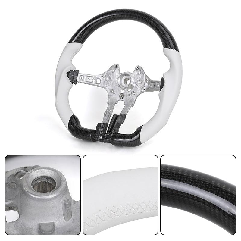Without Center Trim White Leather Carbon Steering Wheel Frame for BMW F01 F02 F07 F10 F15 F16 F30 F80 F82 F85 F87 F90 E90 E92 M3 - YunLexus