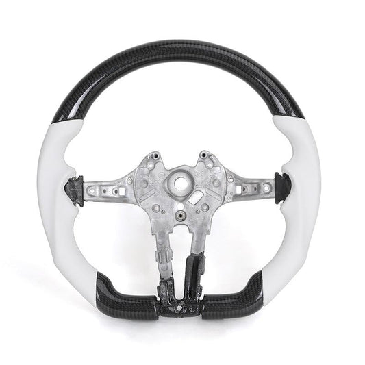 Without Center Trim White Leather Carbon Steering Wheel Frame for BMW F01 F02 F07 F10 F15 F16 F30 F80 F82 F85 F87 F90 E90 E92 M3 - YunLexus