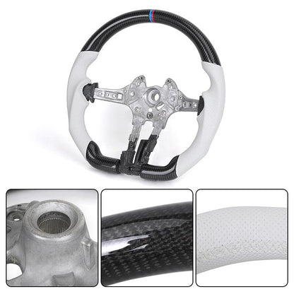 Without Center Trim White Leather Carbon Steering Wheel Frame for BMW F01 F10 F20 X3 F25 F30 F34 F36 M3 F80 F82 F85 F87 M5 F90 - YunLexus