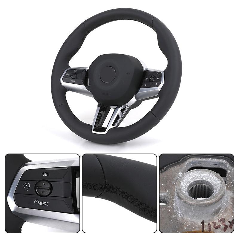 Without Paddle Shifter Round Bottom Leather Steering Wheel for BMW 5 Series G60 G61 G68 i7 i5 iX1 X1 X2 U11 U12 2022 2023 2024 - YunLexus