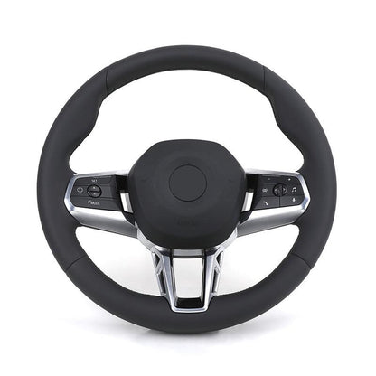 Without Paddle Shifter Round Bottom Leather Steering Wheel for BMW 5 Series G60 G61 G68 i7 i5 iX1 X1 X2 U11 U12 2022 2023 2024 - YunLexus
