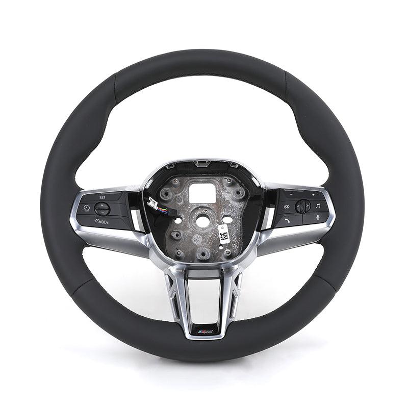 Without Paddle Shifter Round Bottom Leather Steering Wheel for BMW 5 Series G60 G61 G68 i7 i5 iX1 X1 X2 U11 U12 2022 2023 2024 - YunLexus