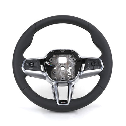 Without Paddle Shifter Round Bottom Leather Steering Wheel for BMW 5 Series G60 G61 G68 i7 i5 iX1 X1 X2 U11 U12 2022 2023 2024 - YunLexus