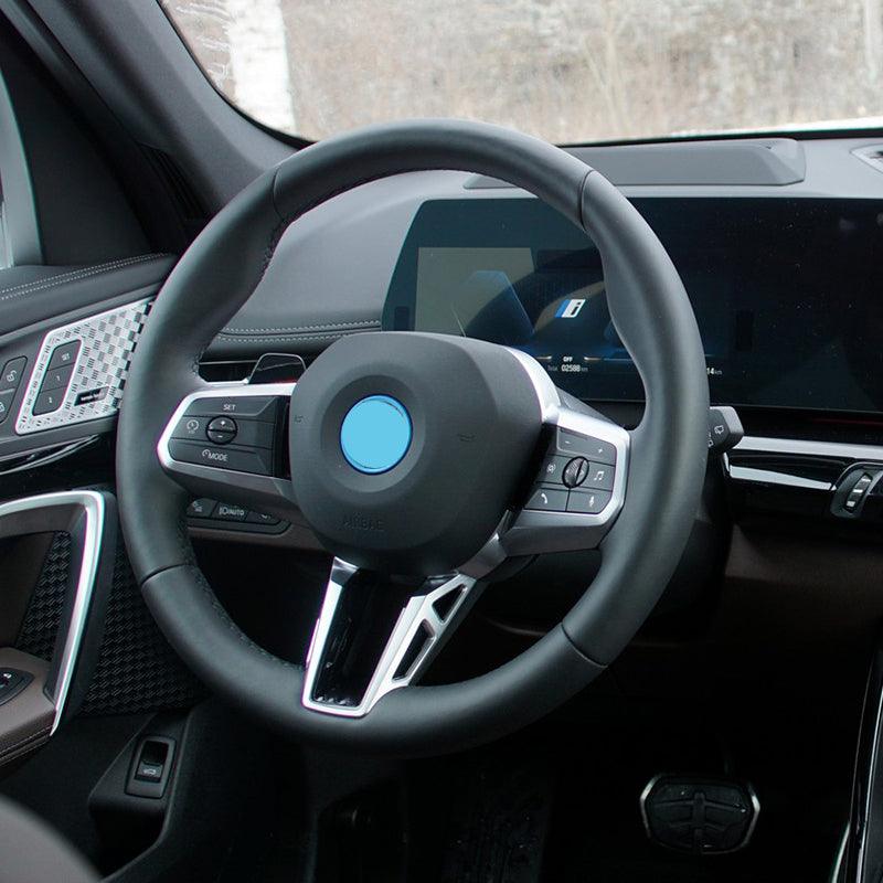 Without Paddle Shifter Round Bottom Leather Steering Wheel for BMW 5 Series G60 G61 G68 i7 i5 iX1 X1 X2 U11 U12 2022 2023 2024 - YunLexus