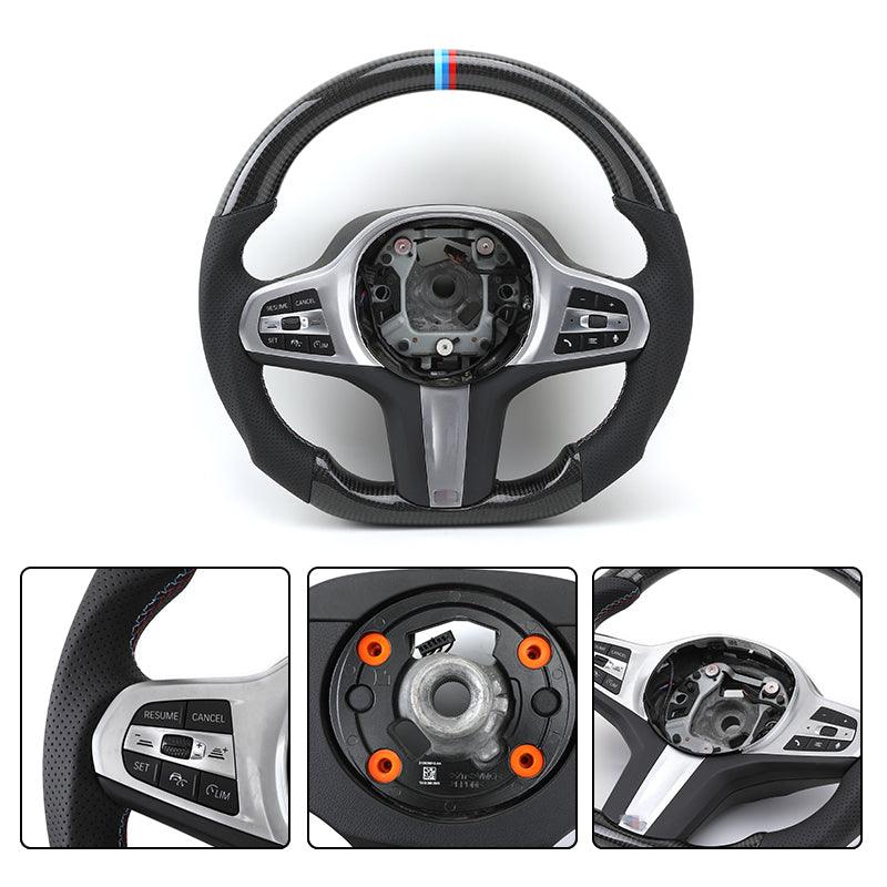 Without Paddle Shifters M Sport Custom Carbon Fiber Car Steering Wheel for BMW 5 7 Series G30 G31 G32 G38 G11 G12 X7 G07 M5 M7 - YunLexus
