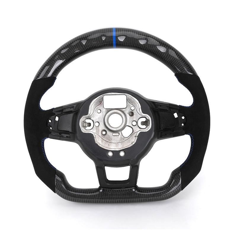 Without Trim Sport Half Alcantara Carbon Fiber Steering Wheel for Volkswagen VW Polo MK Golf 5 6 7 7.5 6R R Passat CC Gti Gte - YunLexus Custom Custom Steering Wheels for Volkswagen