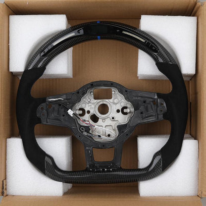 Without Trim Sport Half Alcantara Carbon Fiber Steering Wheel for Volkswagen VW Polo MK Golf 5 6 7 7.5 6R R Passat CC Gti Gte - YunLexus Custom Custom Steering Wheels for Volkswagen